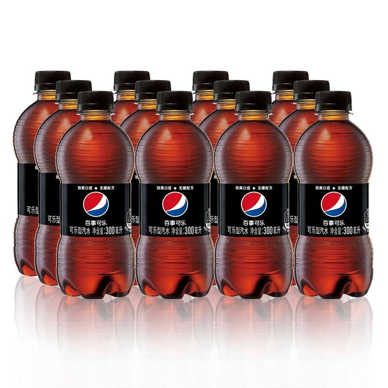 百事可乐 无糖 Pepsi 碳酸饮料 汽水可乐 小胶瓶 300ml*8瓶 饮料整箱